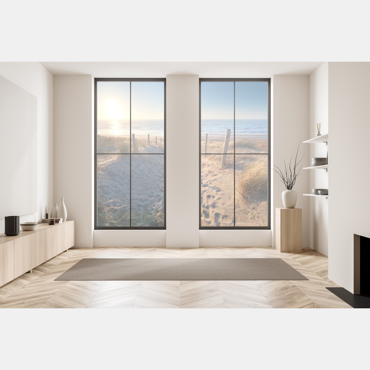 Naklejka na okno ścieżka na plażę o zachodzie słońca w Zandvoort – Wallissimo® Naklejka na okno ścieżka na plażę o zachodzie słońca w Zandvoort – Wallissimo®