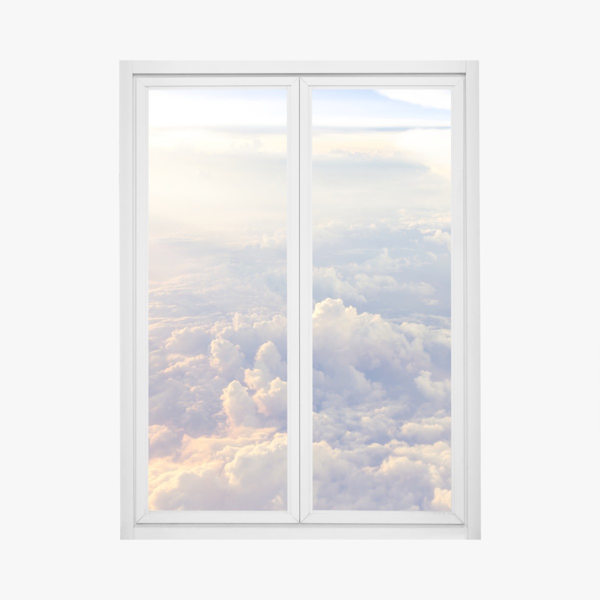 Window decal sunlit clouds above the horizon