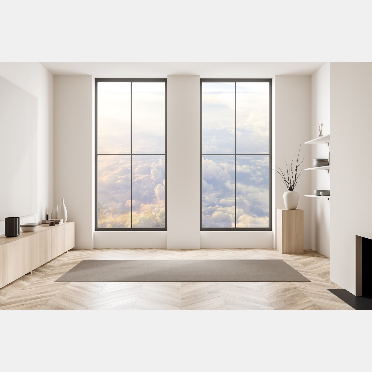 Naklejka na okno słoneczne chmury nad horyzontem – Wallissimo® Naklejka na okno słoneczne chmury nad horyzontem – Wallissimo®