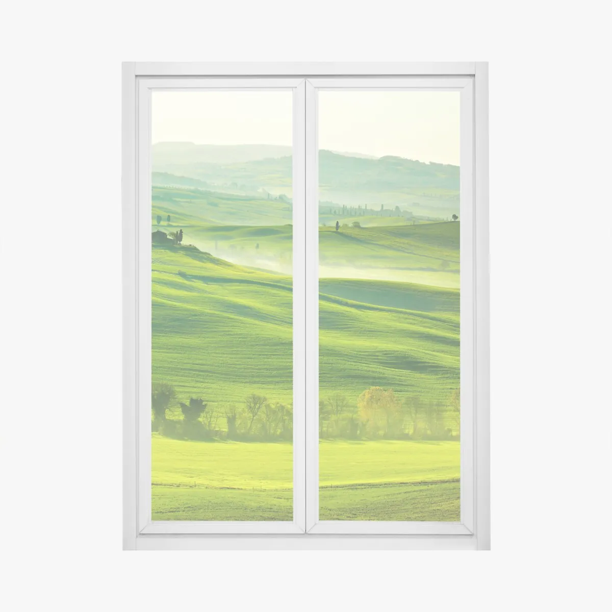 Naklejka na okno słoneczne falujące wzgórza Toskanii – Wallissimo® Naklejka na okno słoneczne falujące wzgórza Toskanii – Wallissimo®