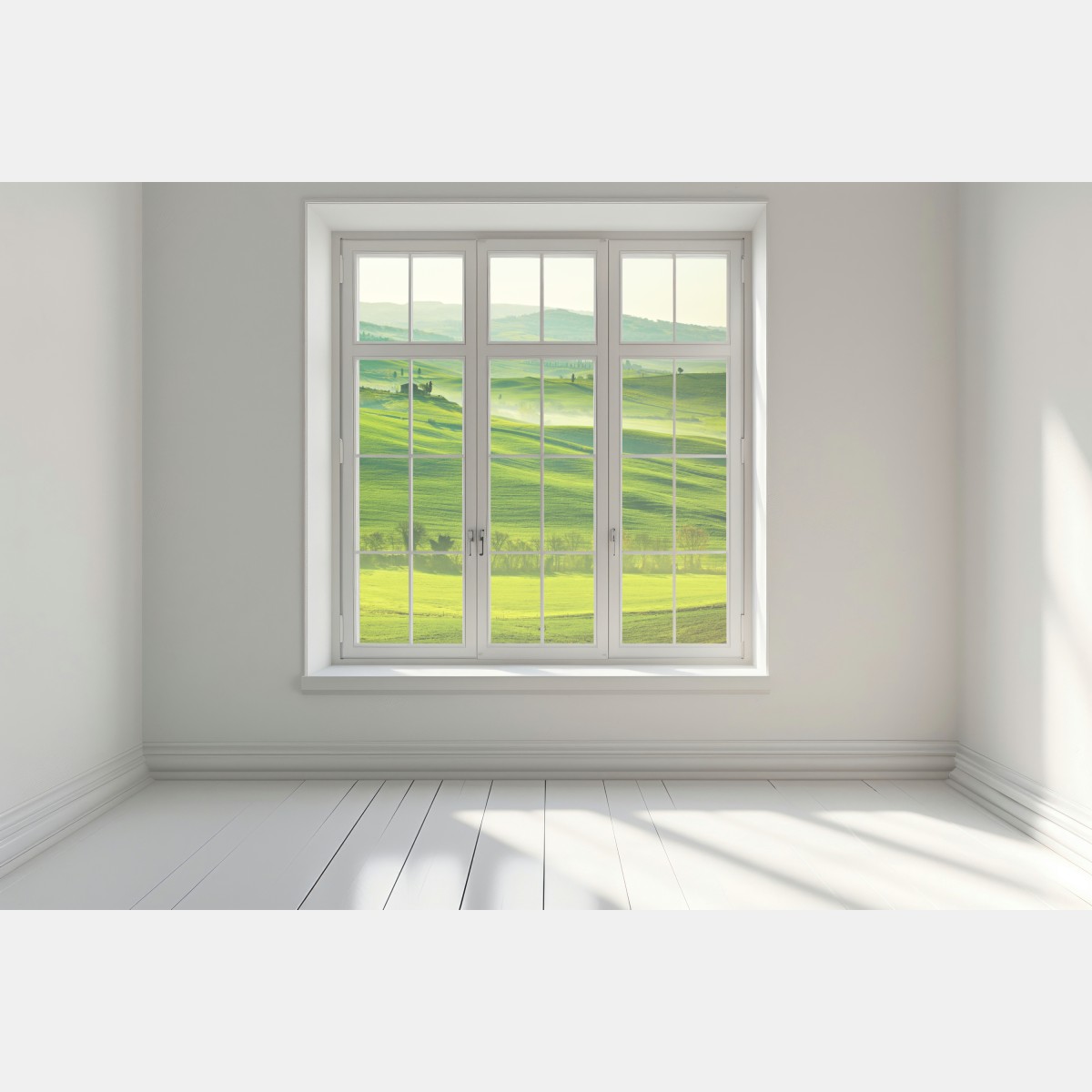 Naklejka na okno słoneczne falujące wzgórza Toskanii – Wallissimo® Naklejka na okno słoneczne falujące wzgórza Toskanii – Wallissimo®
