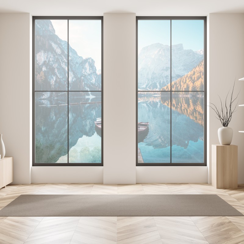 Naklejka na okno spokojny poranek nad jeziorem Braies, Dolomity