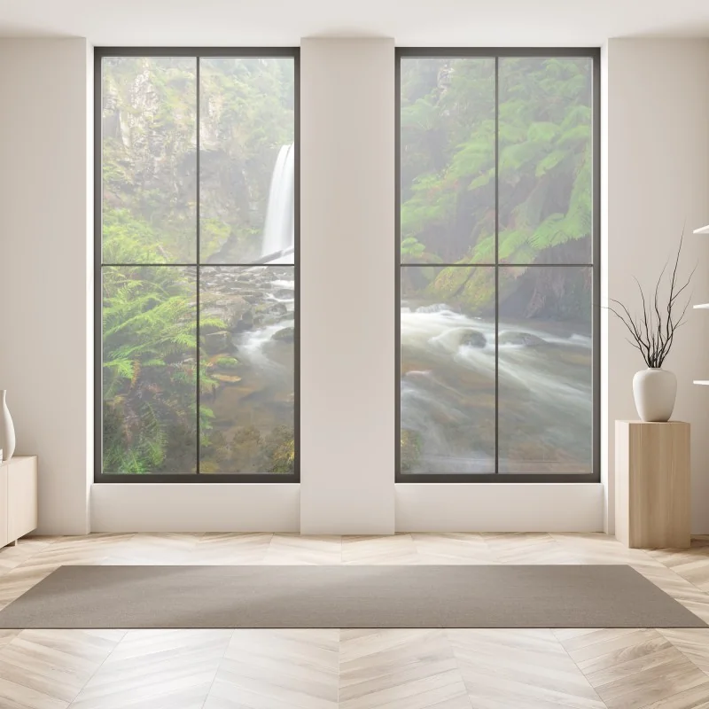 Naklejka na okno wschód słońca nad zielonymi pagórkami – Wallissimo®