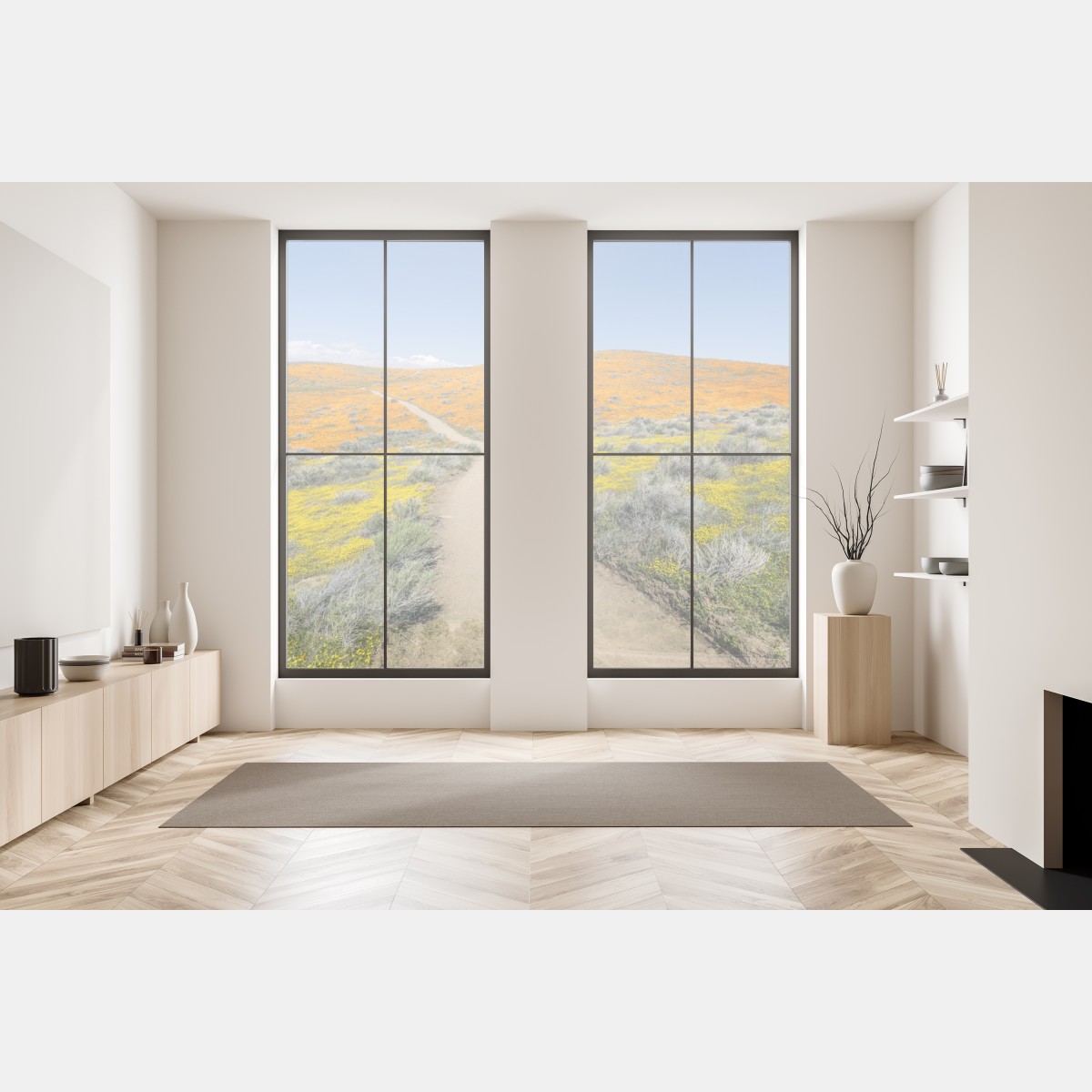 Naklejka na okno ścieżka przez makowy super bloom w Południowej Kalifornii – Wallissimo® Naklejka na okno ścieżka przez makowy super bloom w Południowej Kalifornii – Wallissimo®