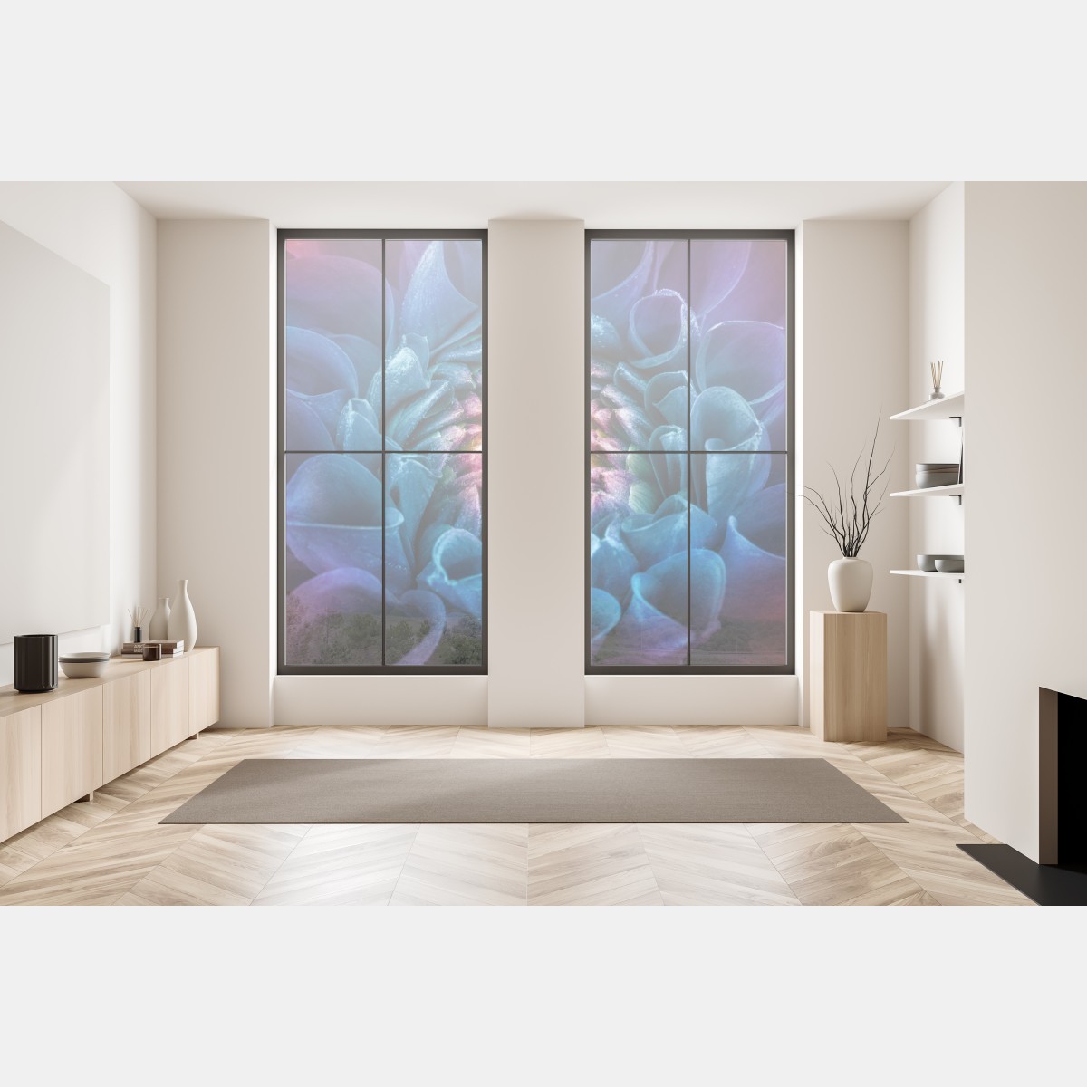 Naklejka na okno intensywna niebieska chryzantema z bliska – Wallissimo® Naklejka na okno intensywna niebieska chryzantema z bliska – Wallissimo®