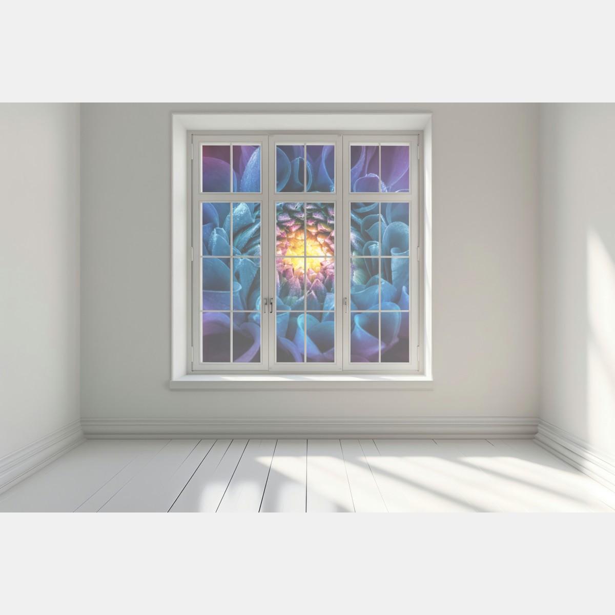 Naklejka na okno intensywna niebieska chryzantema z bliska – Wallissimo® Naklejka na okno intensywna niebieska chryzantema z bliska – Wallissimo®