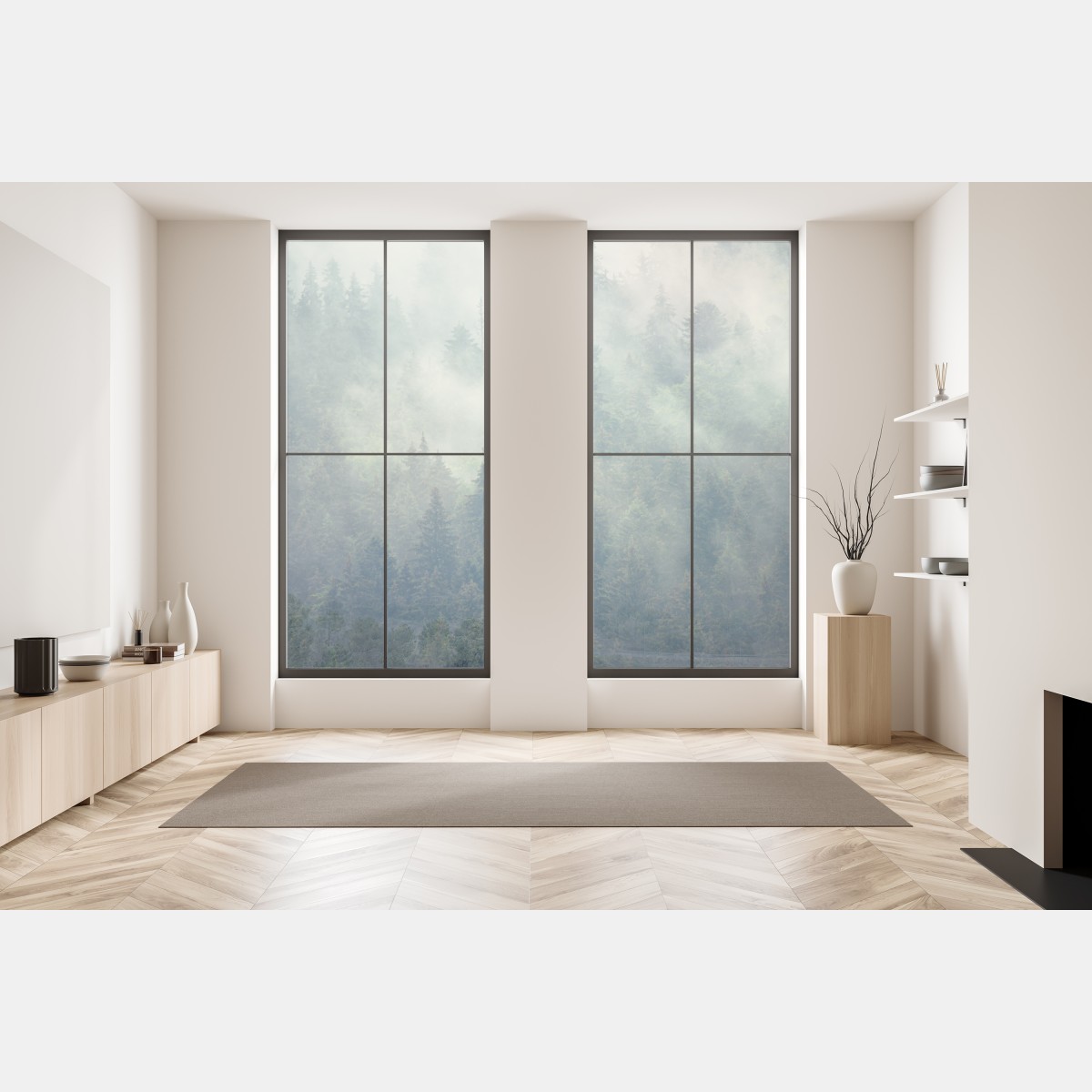 Naklejka na okno mglisty wieczniezielony las – Wallissimo® Naklejka na okno mglisty wieczniezielony las – Wallissimo®