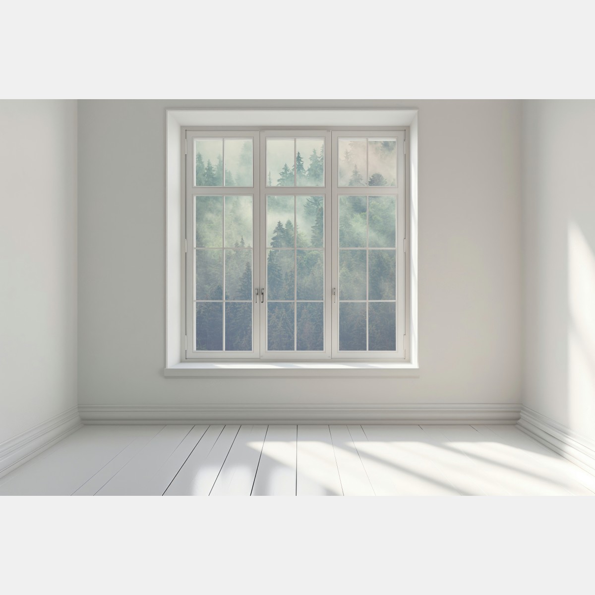 Naklejka na okno mglisty wieczniezielony las – Wallissimo® Naklejka na okno mglisty wieczniezielony las – Wallissimo®