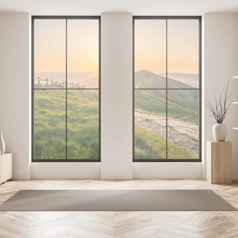 Naklejka na okno słoneczna łąka o zachodzie słońca – Wallissimo®