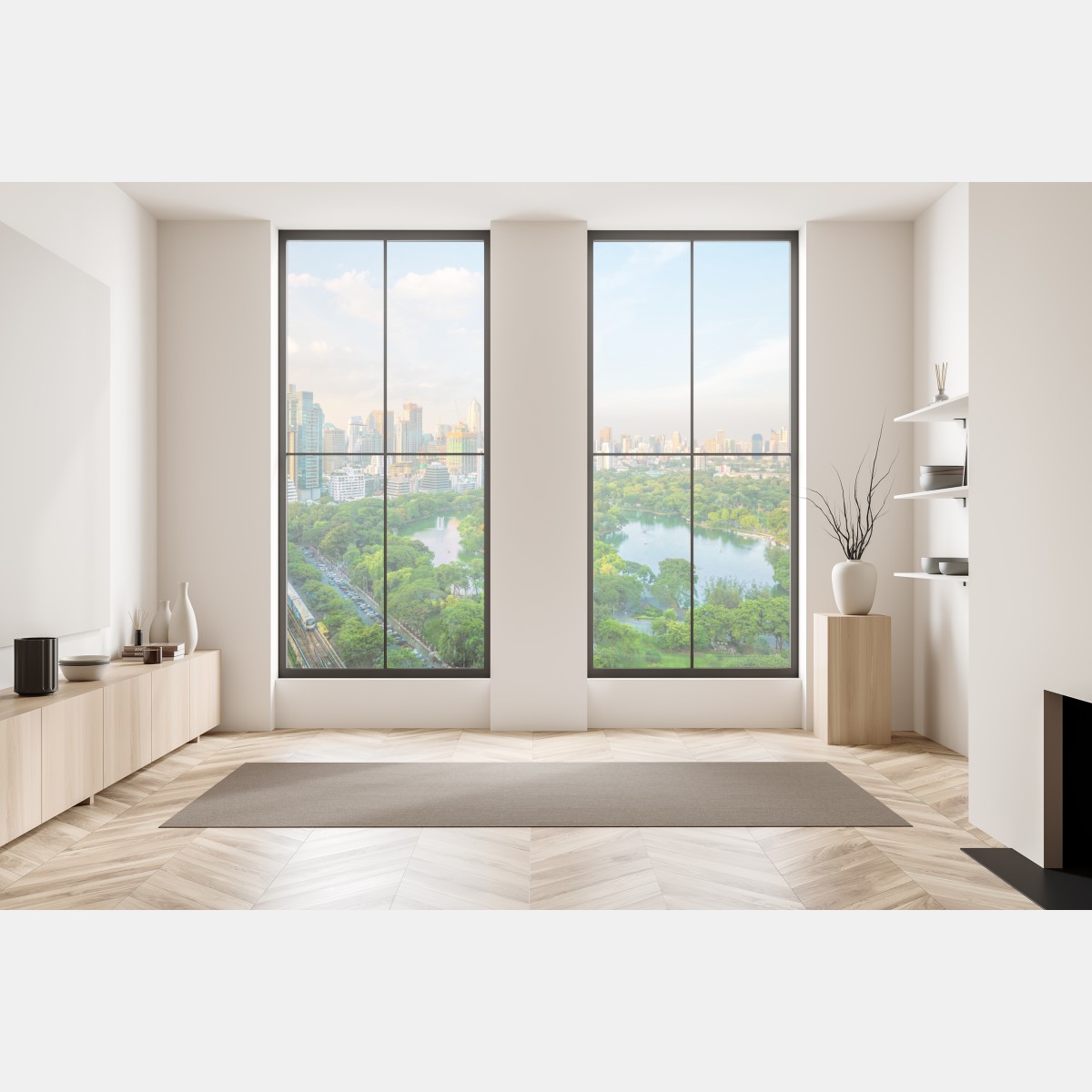 Naklejka na okno Bangkok panorama nad parkiem Lumpini – Wallissimo® Naklejka na okno Bangkok panorama nad parkiem Lumpini – Wallissimo®