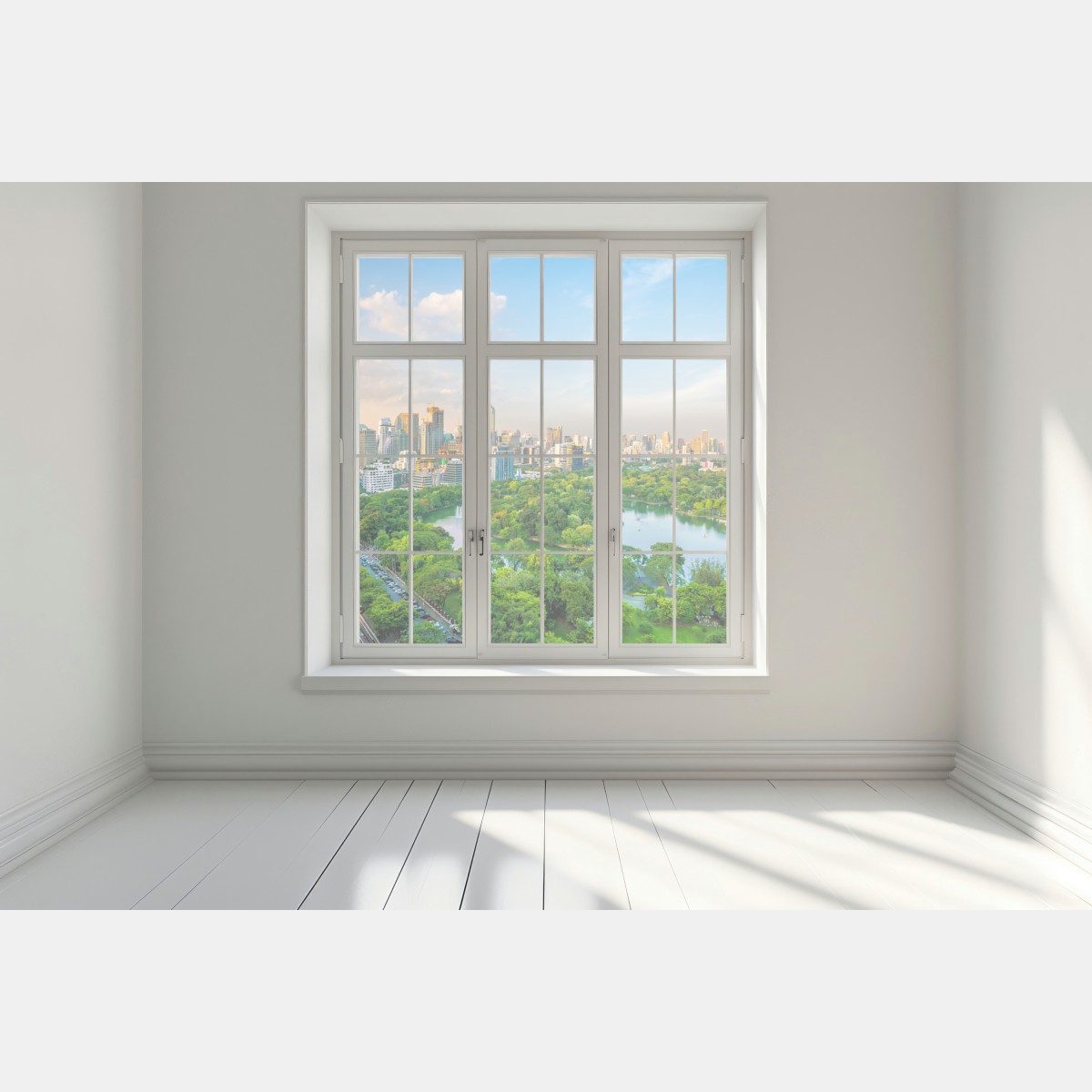 Naklejka na okno Bangkok panorama nad parkiem Lumpini – Wallissimo® Naklejka na okno Bangkok panorama nad parkiem Lumpini – Wallissimo®