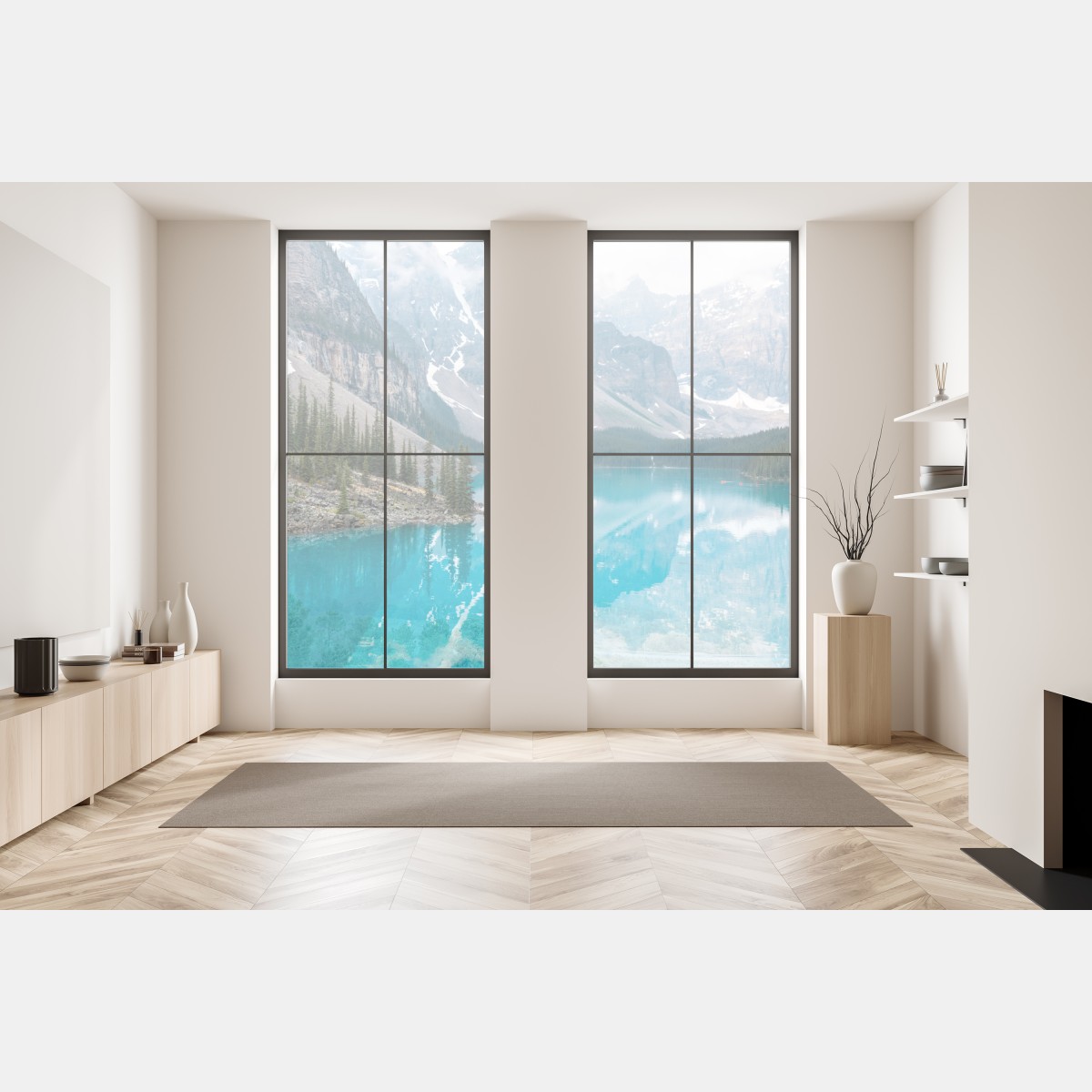 Naklejka na okno turkusowe jezioro moraine w Banff – Wallissimo® Naklejka na okno turkusowe jezioro moraine w Banff – Wallissimo®