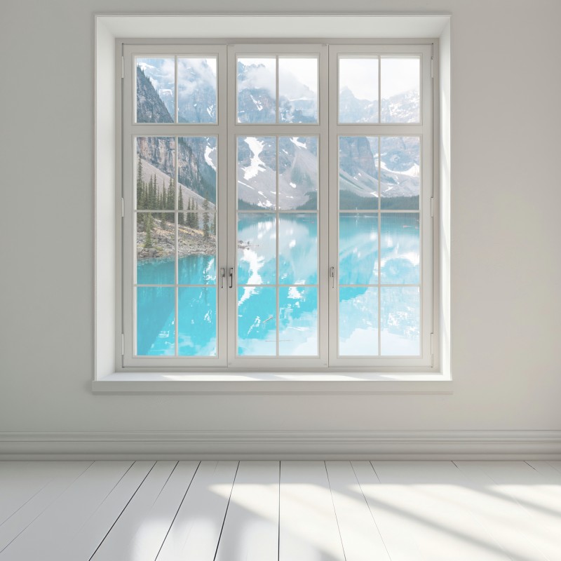 Naklejka na okno turkusowe jezioro moraine w Banff – Wallissimo® Naklejka na okno turkusowe jezioro moraine w Banff – Wallissimo®