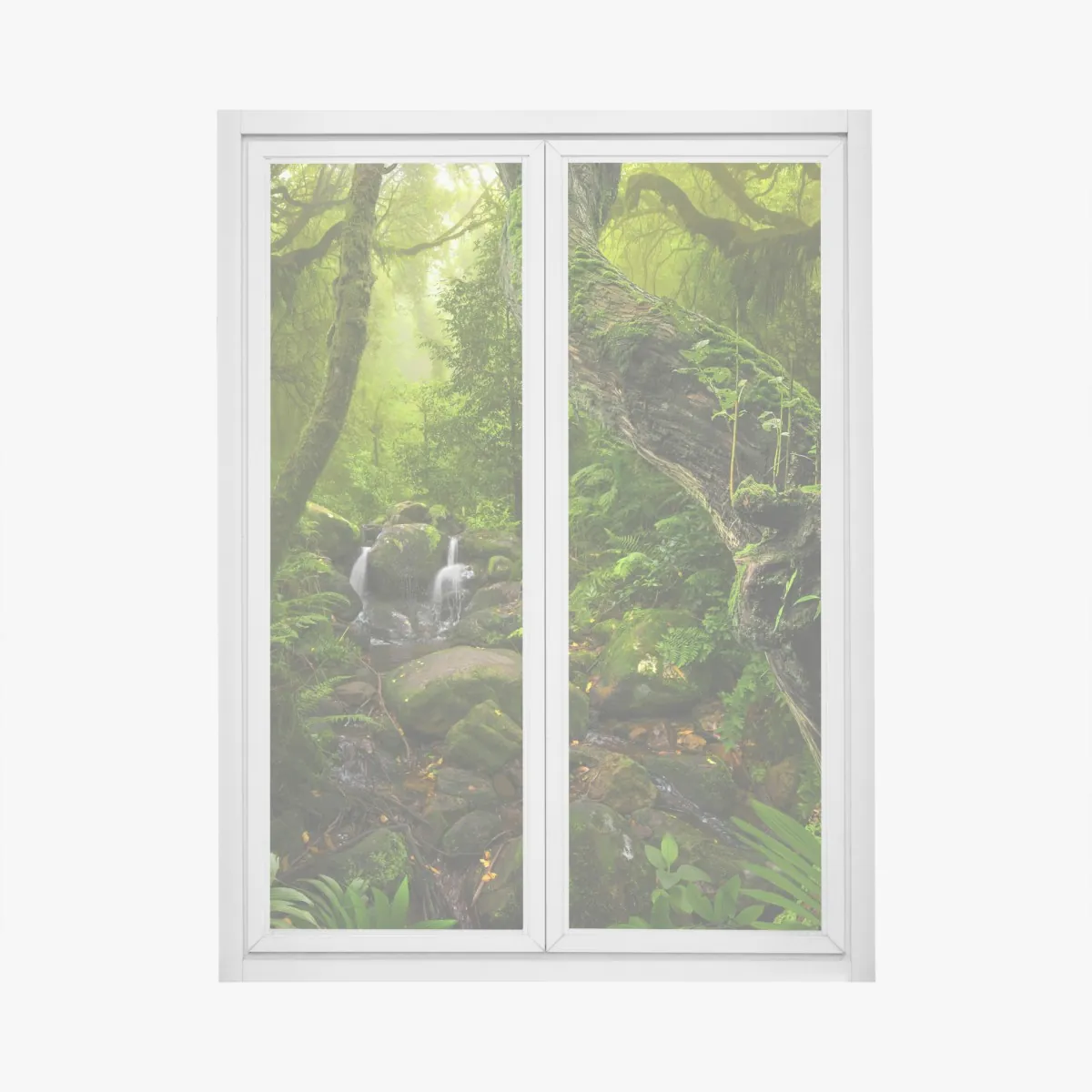 Naklejka na okno mchy i strumień w porannym świetle – Wallissimo® Naklejka na okno mchy i strumień w porannym świetle – Wallissimo®