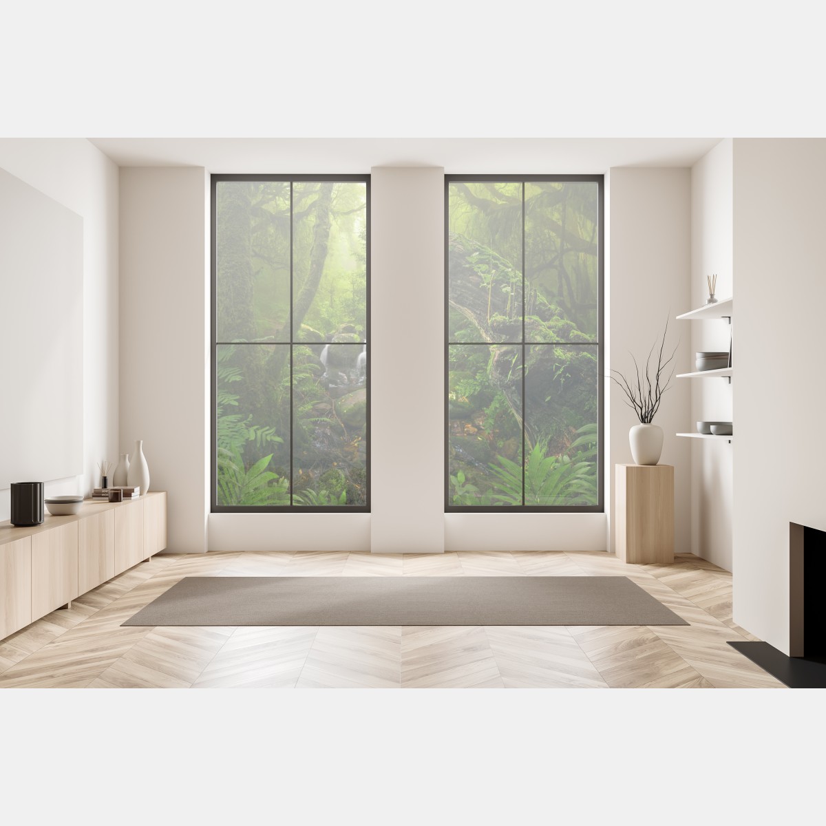 Naklejka na okno mchy i strumień w porannym świetle – Wallissimo® Naklejka na okno mchy i strumień w porannym świetle – Wallissimo®