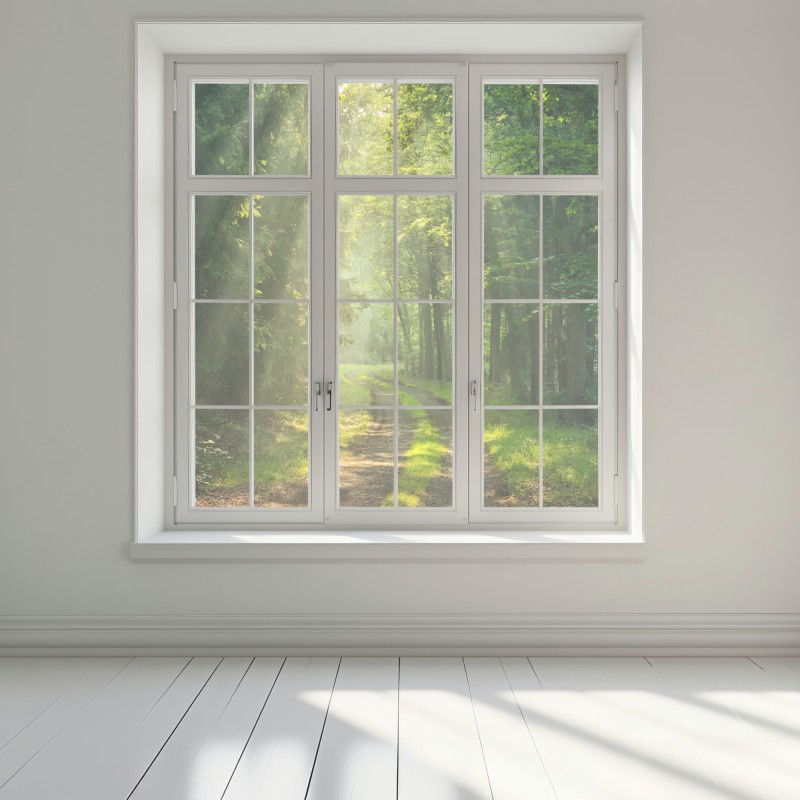 Naklejka na okno słoneczna ścieżka w lesie – Wallissimo® Naklejka na okno słoneczna ścieżka w lesie – Wallissimo®