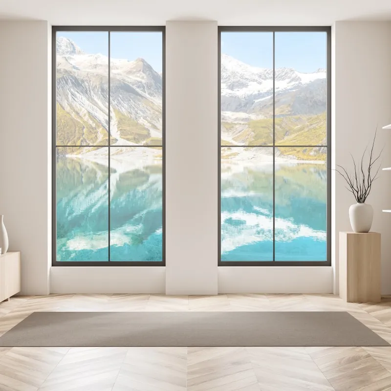 Naklejka na okno Polskie pole rzepaku pod błękitnym niebem – Wallissimo®