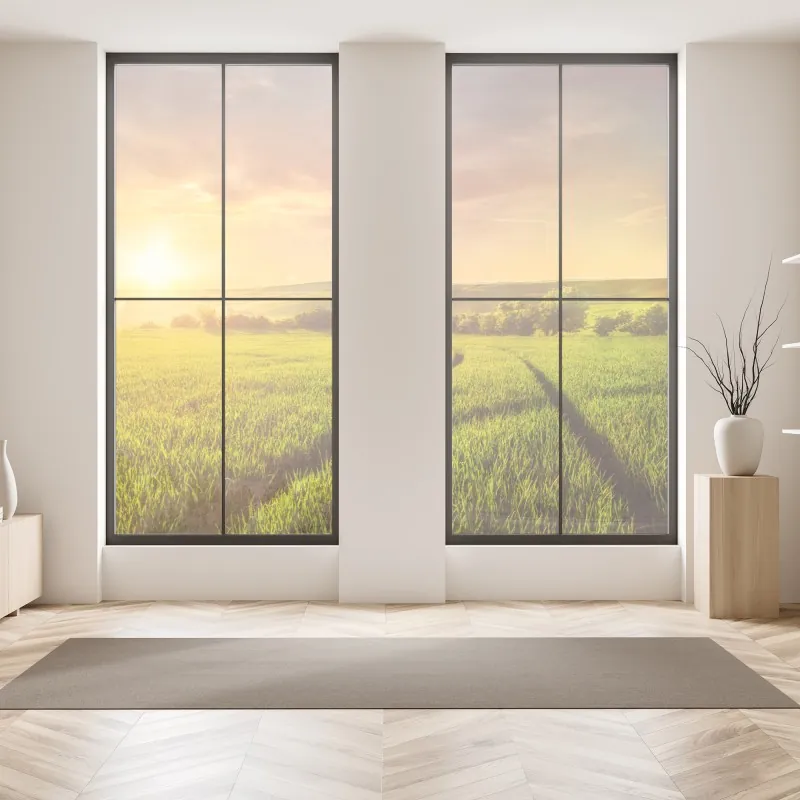 Naklejka na okno słoneczna łąka o zachodzie słońca