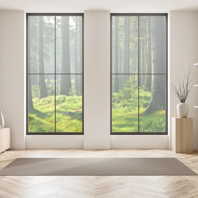 Naklejka na okno różowe akwarelowe kwiaty na czarnym tle – Wallissimo®