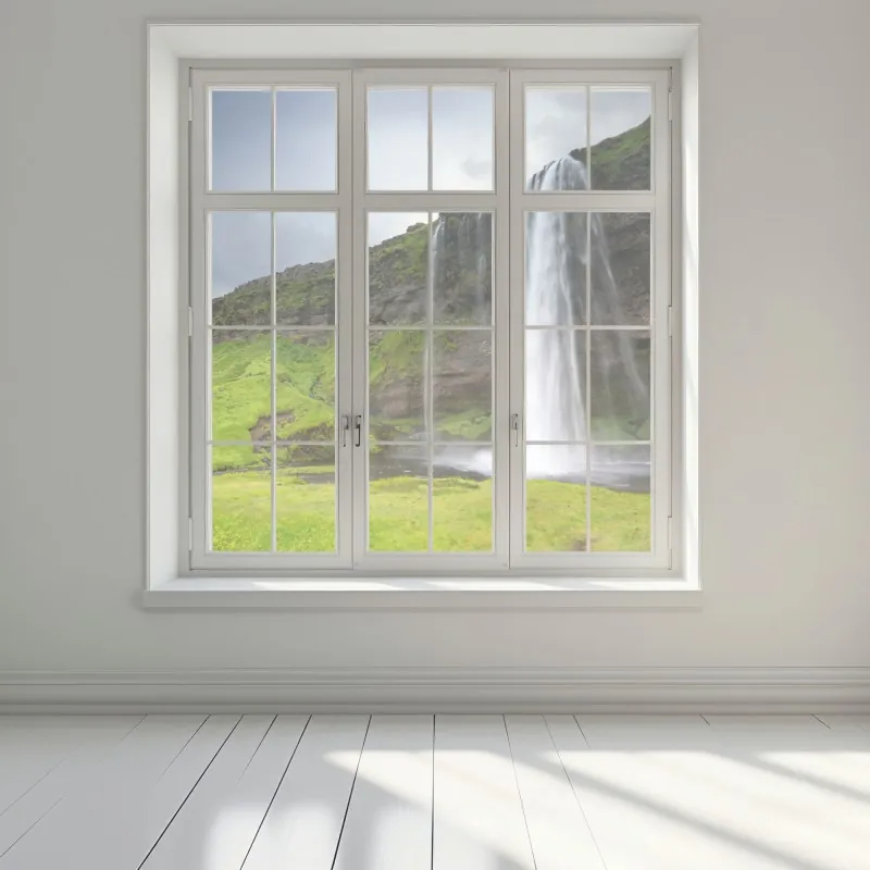 Naklejka na okno efektowny wodospad przy Seljalandsfoss, Islandia – Wallissimo® Naklejka na okno efektowny wodospad przy Seljalandsfoss, Islandia – Wallissimo®