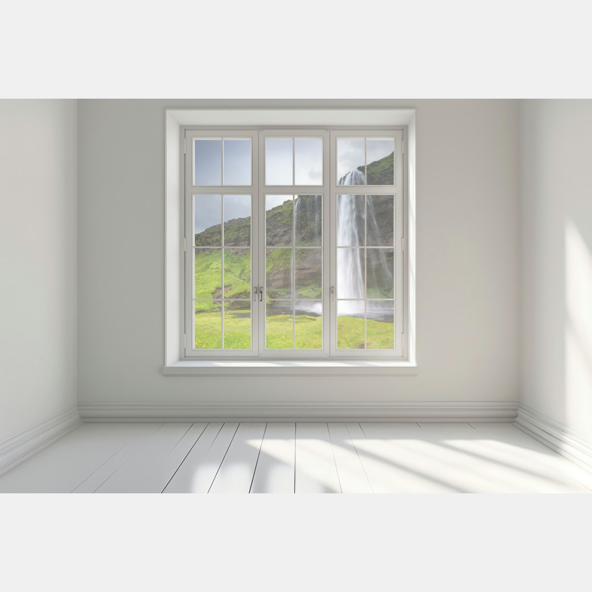 Naklejka na okno efektowny wodospad przy Seljalandsfoss, Islandia – Wallissimo® Naklejka na okno efektowny wodospad przy Seljalandsfoss, Islandia – Wallissimo®