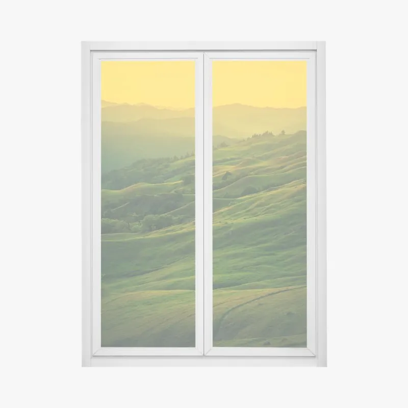 Naklejka na okno falujące wzgórza Północnej Kalifornii o zachodzie słońca