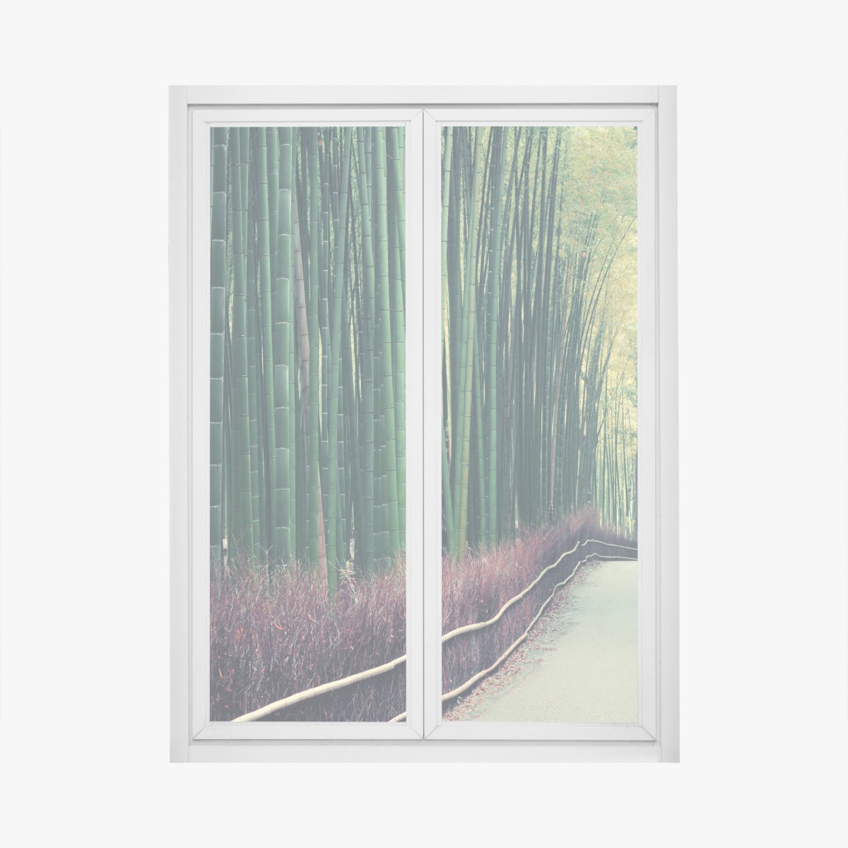 Window decal serene bamboo grove pathway in Arashiyama