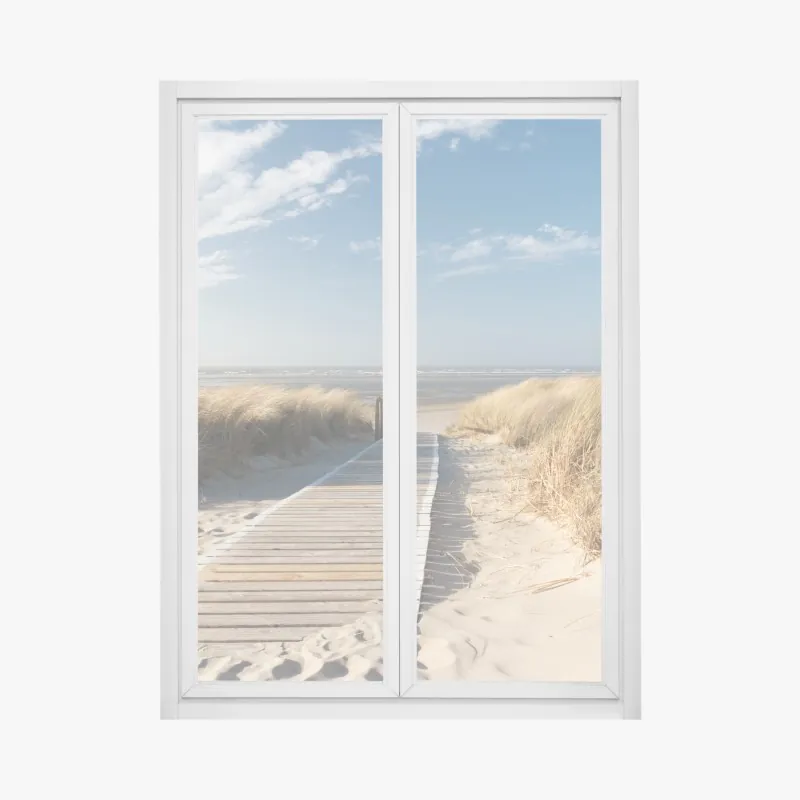 Naklejka na okno jesienna panorama gór i jeziora – Wallissimo®