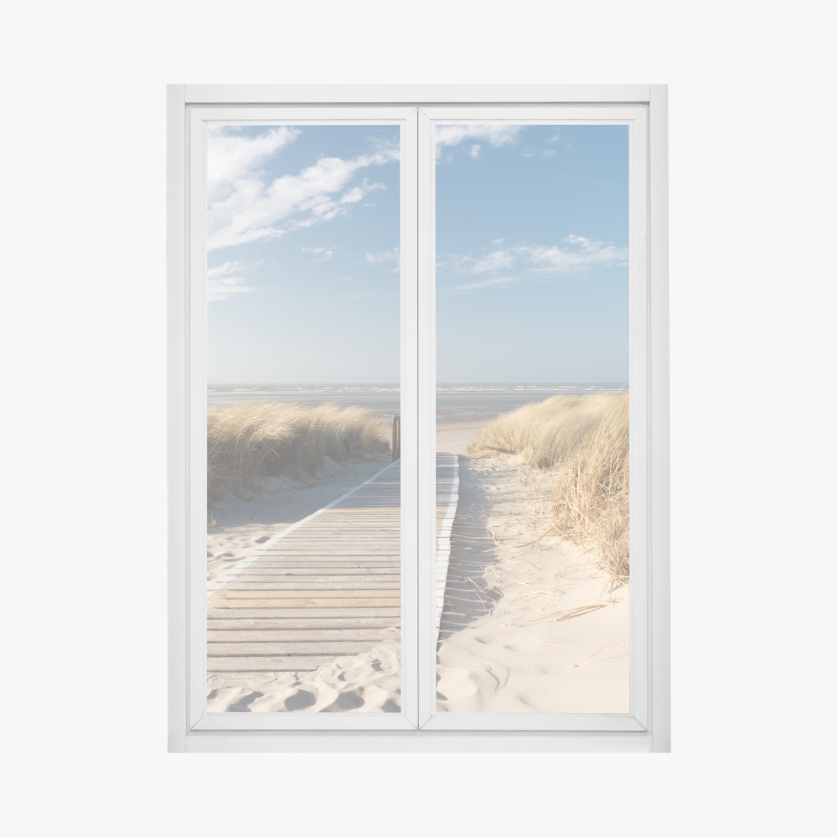 Window decal coastal boardwalk to the sea