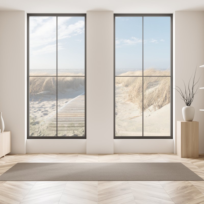 Naklejka na okno jesienna panorama gór i jeziora – Wallissimo®