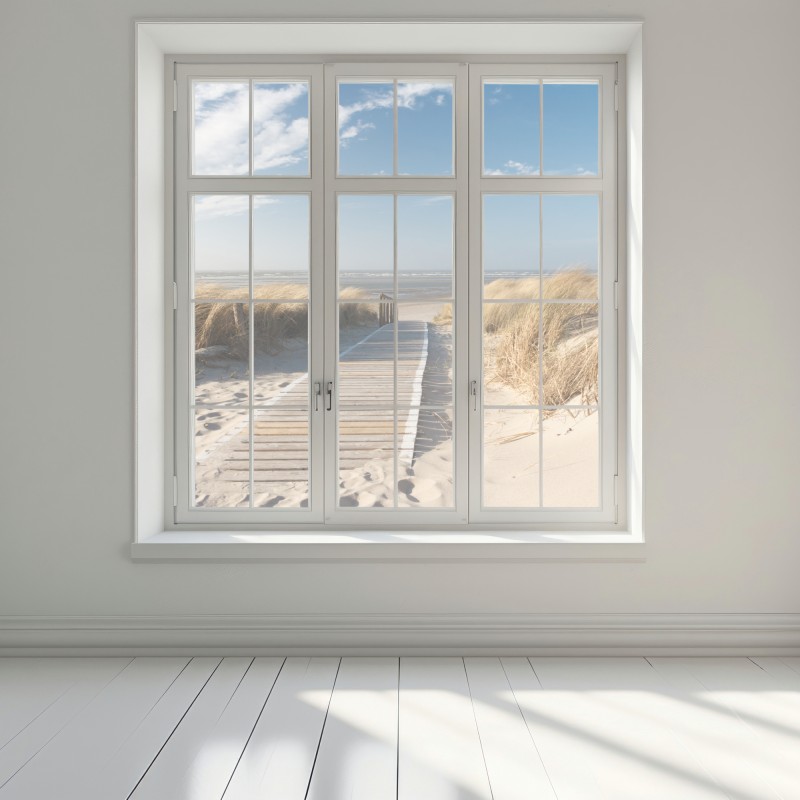 Naklejka na okno drewniany pomost prowadzący do morza – Wallissimo® Naklejka na okno drewniany pomost prowadzący do morza – Wallissimo®