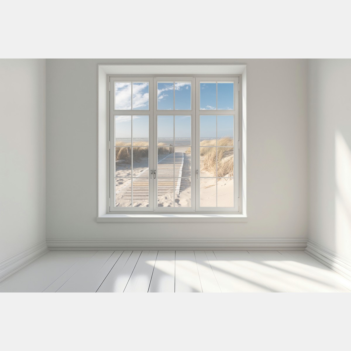 Naklejka na okno drewniany pomost prowadzący do morza – Wallissimo® Naklejka na okno drewniany pomost prowadzący do morza – Wallissimo®
