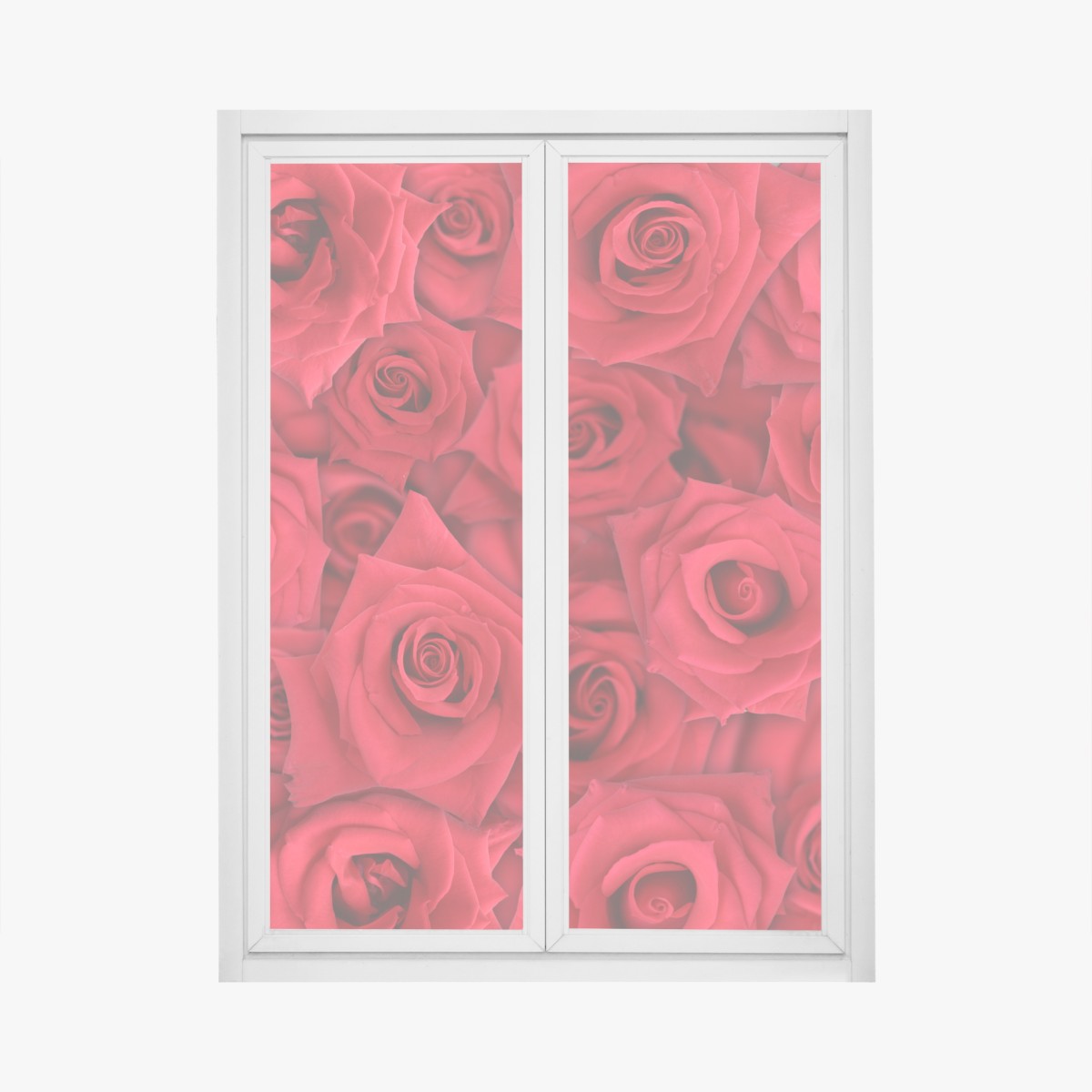 Window decal vibrant red roses collage