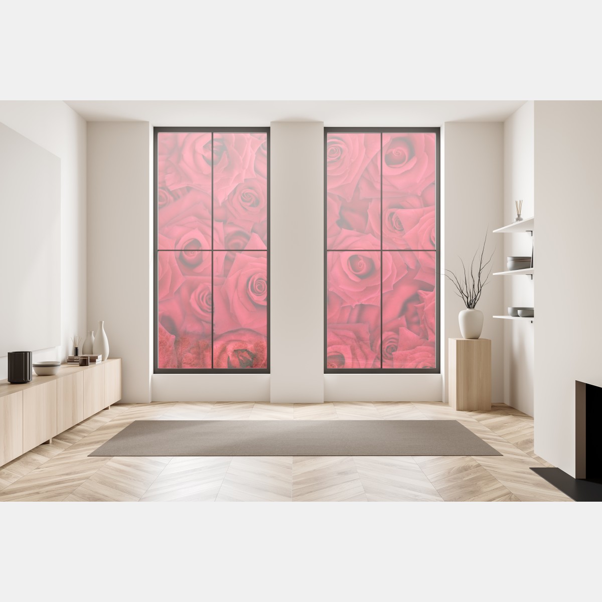 Naklejka na okno żywe czerwone róże kolaż – Wallissimo® Naklejka na okno żywe czerwone róże kolaż – Wallissimo®