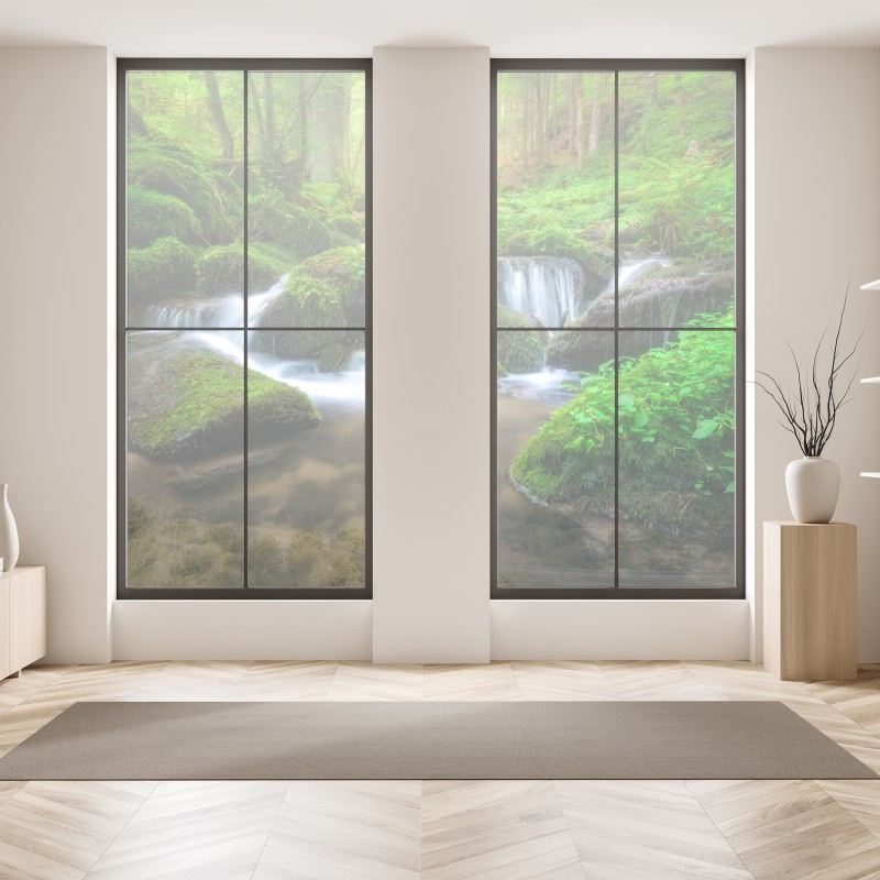 Naklejka na okno słoneczna łąka o zachodzie słońca – Wallissimo®