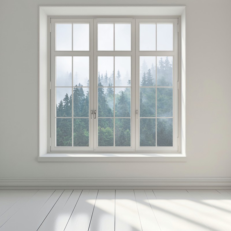 Naklejka na okno mglisty las iglasty – Wallissimo® Naklejka na okno mglisty las iglasty – Wallissimo®