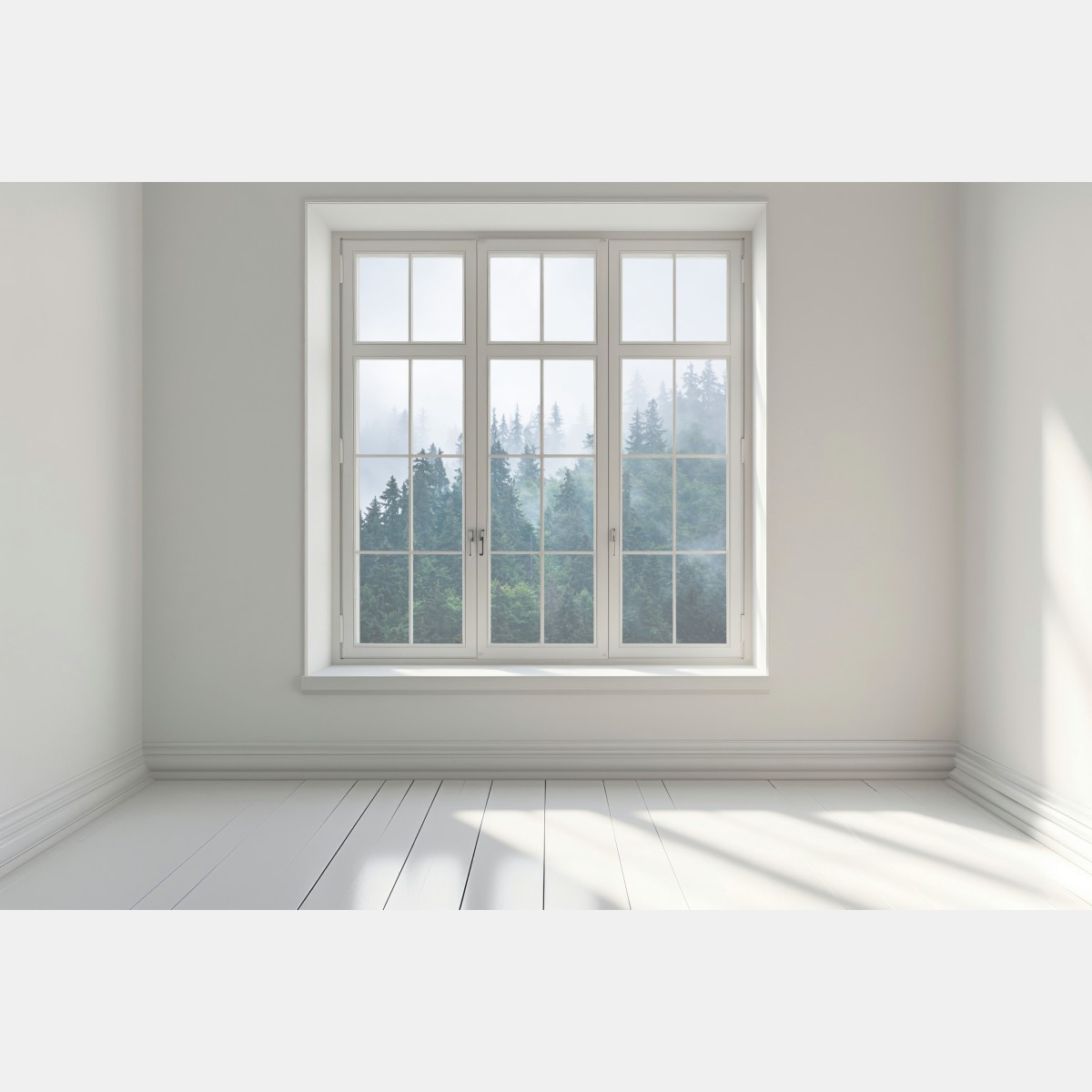 Naklejka na okno mglisty las iglasty – Wallissimo® Naklejka na okno mglisty las iglasty – Wallissimo®