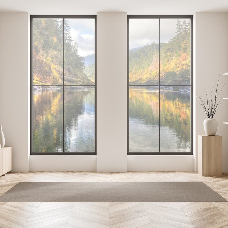 Naklejka na okno wzór tropikalnych liści monstery – Wallissimo®