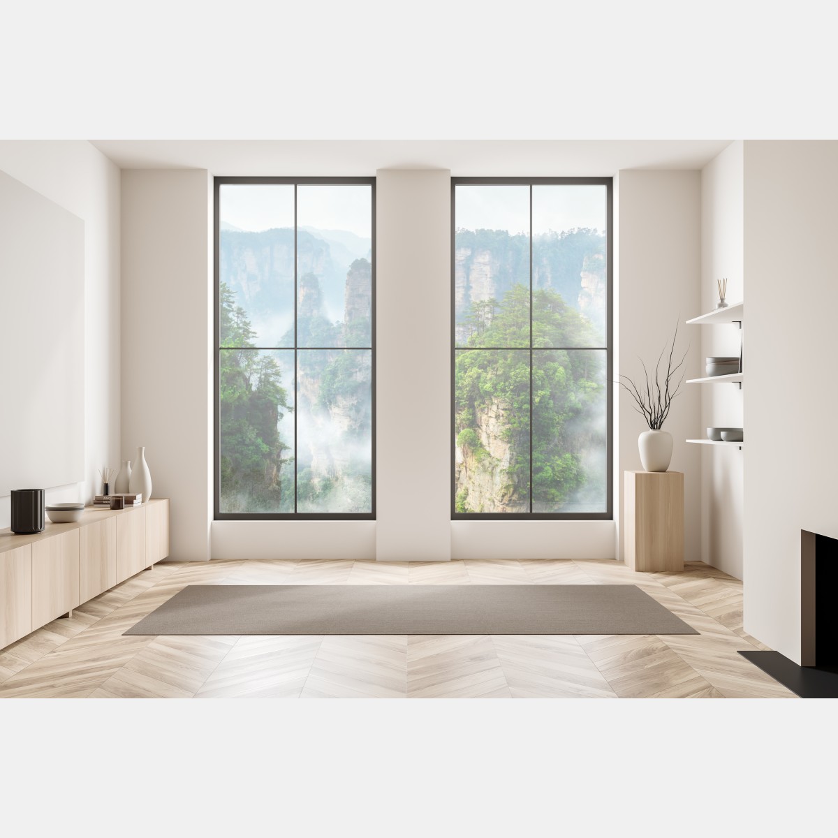 Naklejka na okno mgliste filary górskie – Wallissimo® Naklejka na okno mgliste filary górskie – Wallissimo®