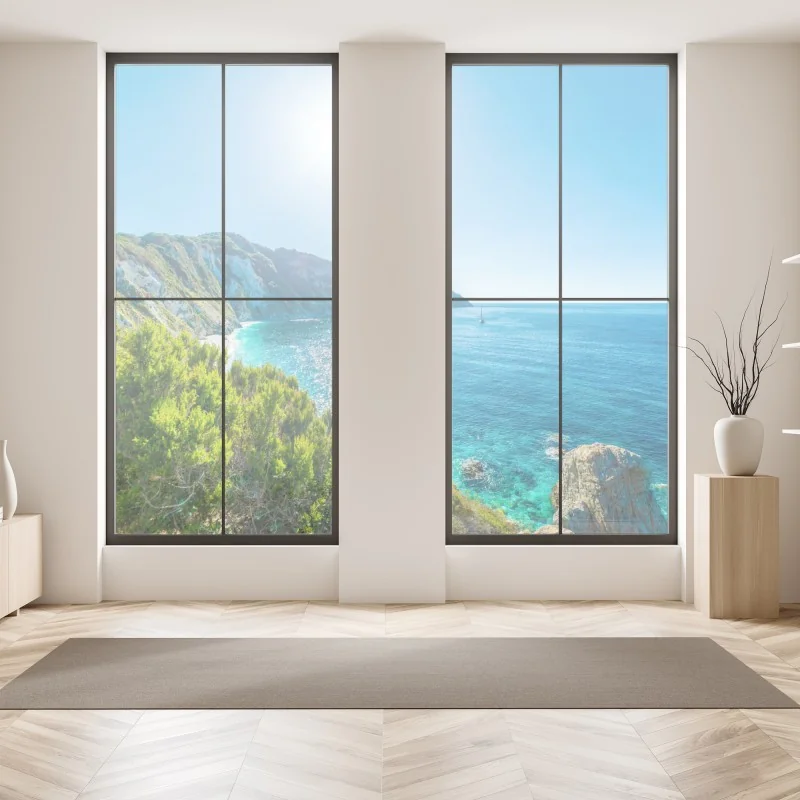 Naklejka na okno tropikalna turkusowa zatoka panorama – Wallissimo®