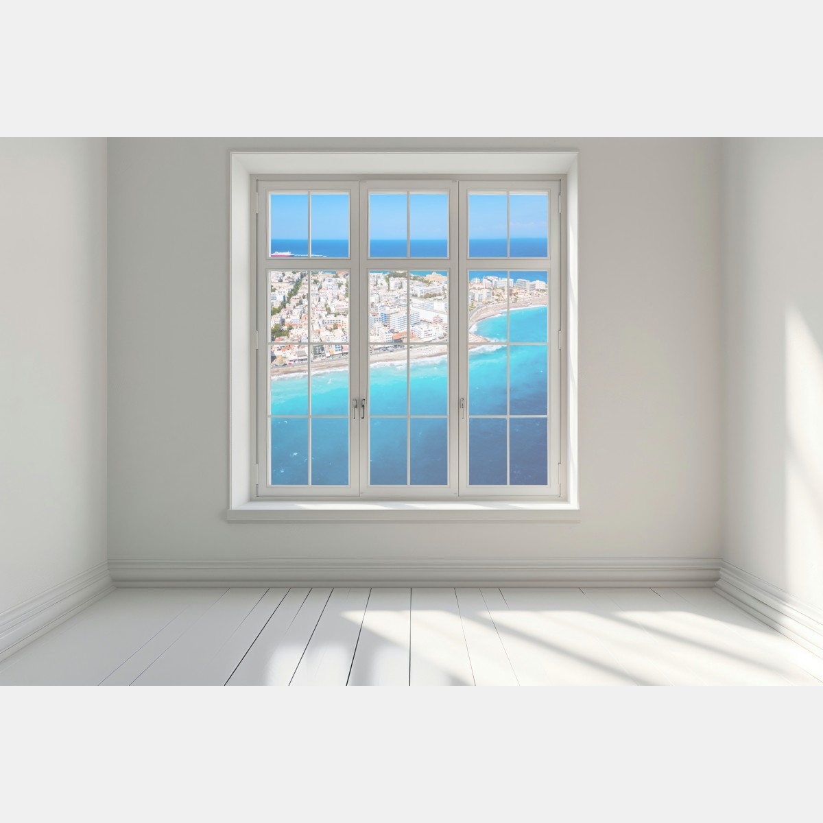 Naklejka na okno panorama lotnicza wybrzeża Rodos – Wallissimo® Naklejka na okno panorama lotnicza wybrzeża Rodos – Wallissimo®