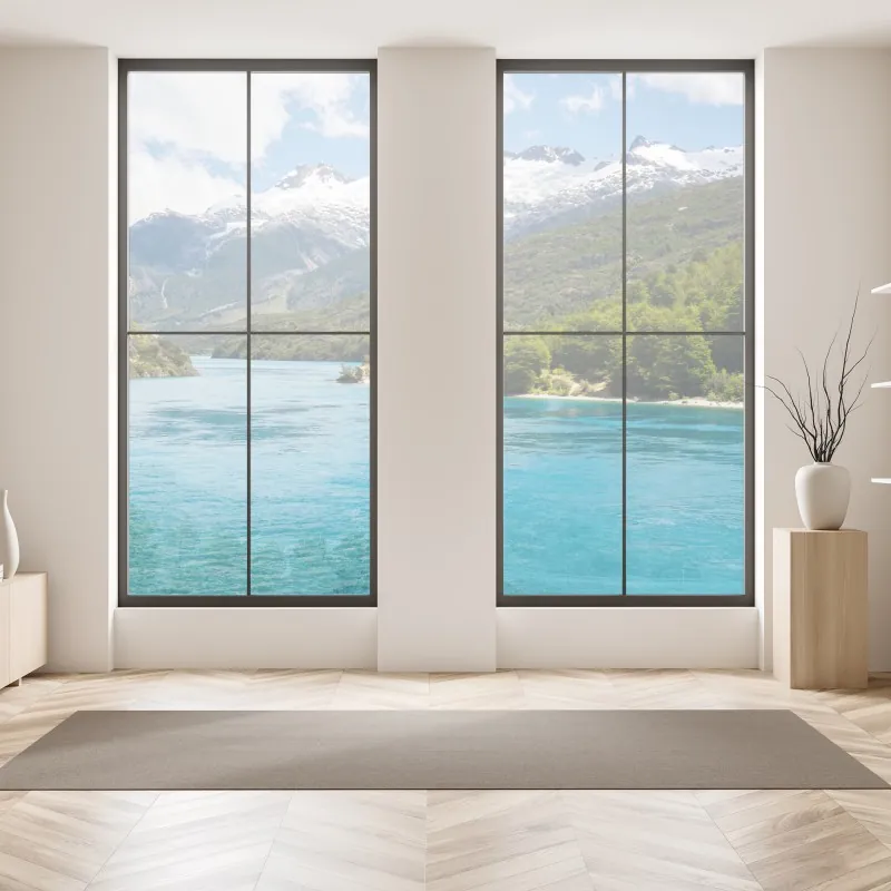 Naklejka na okno turkusowe jezioro górskie z ośnieżonymi szczytami – Wallissimo® Naklejka na okno turkusowe jezioro górskie z ośnieżonymi szczytami – Wallissimo®