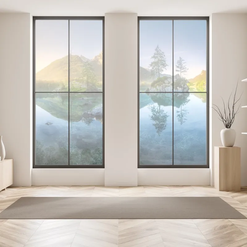 Naklejka na okno jesienne drzewa odbite w spokojnym jeziorze – Wallissimo®