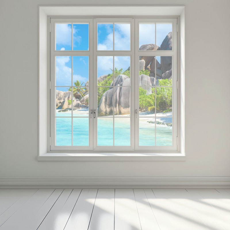 Naklejka na okno plaża Anse Source d'Argent, La Digue – Wallissimo® Naklejka na okno plaża Anse Source d'Argent, La Digue – Wallissimo®