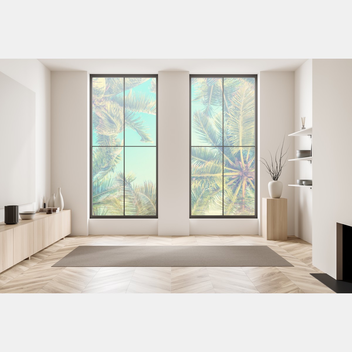 Naklejka na okno vintage turkusowy baldachim palm – Wallissimo® Naklejka na okno vintage turkusowy baldachim palm – Wallissimo®