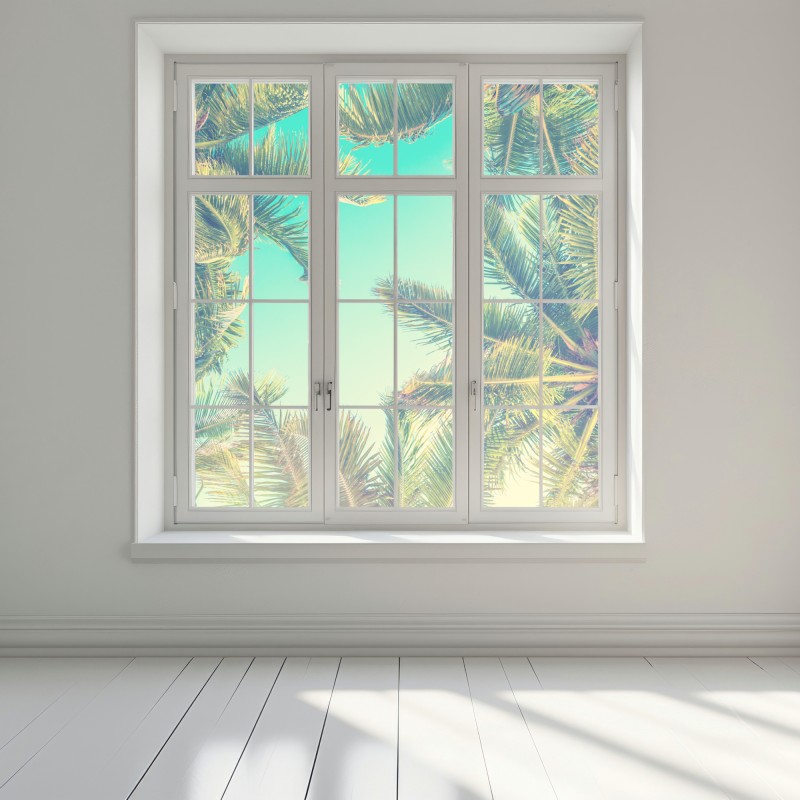 Naklejka na okno vintage turkusowy baldachim palm – Wallissimo® Naklejka na okno vintage turkusowy baldachim palm – Wallissimo®