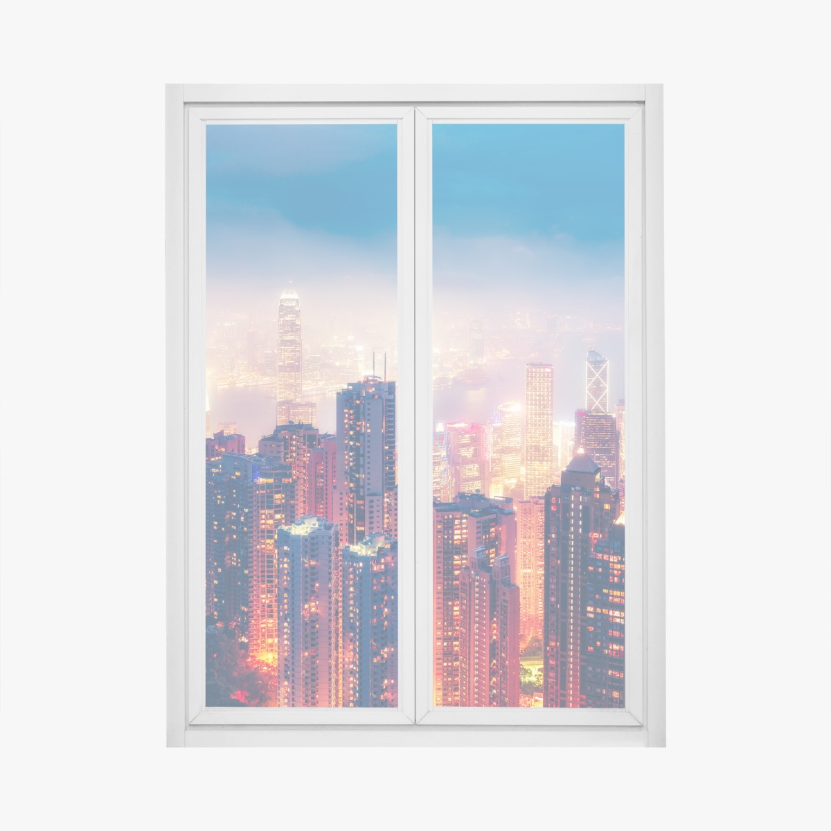 Window decal Hong Kong night skyline from Victoria Peak