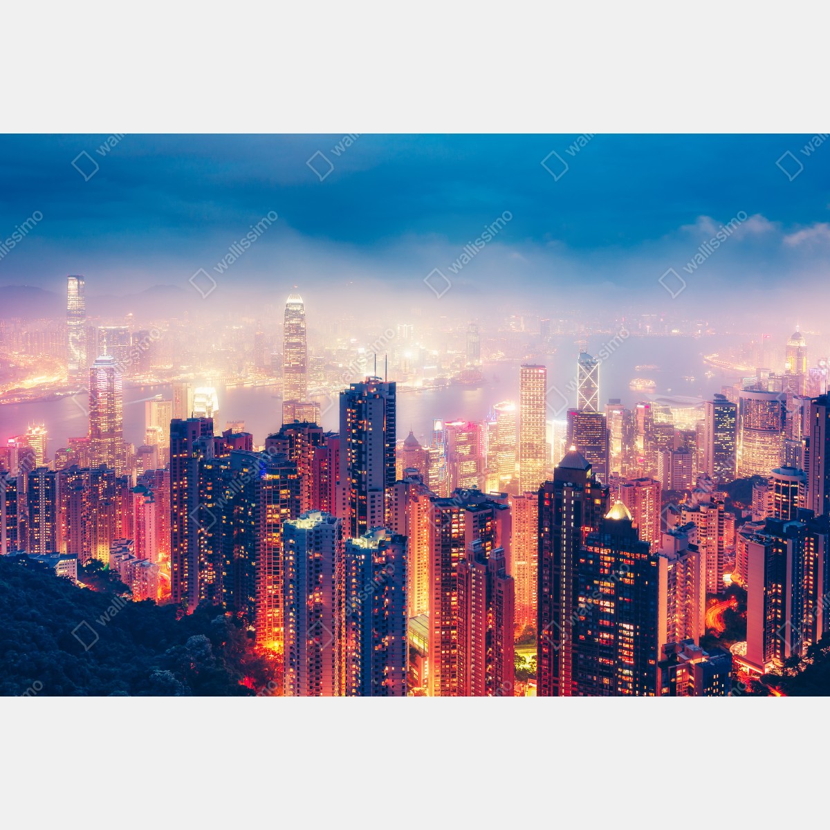 Naklejka na okno Hongkong nocna panorama z Victoria Peak – Wallissimo® Naklejka na okno Hongkong nocna panorama z Victoria Peak – Wallissimo®