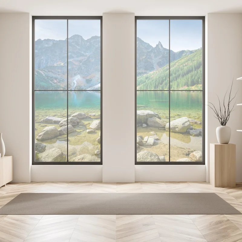 Naklejka na okno różowy wzór z piwoniami – Wallissimo®