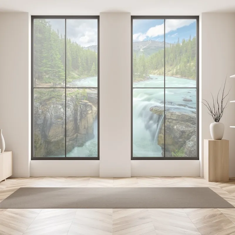 Naklejka na okno złote liście monstery na ciemnym tle – Wallissimo®